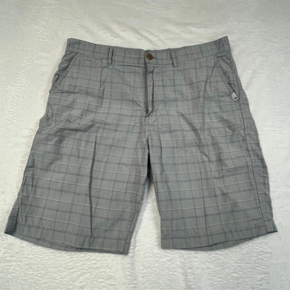 Quiksilver Mens Grey Plaid Regular Fit Flat Front Casual Shorts Size 36